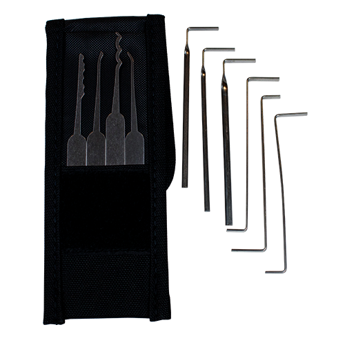 Lockpicking set with 17-piece lockpick bag and 4 practice locks