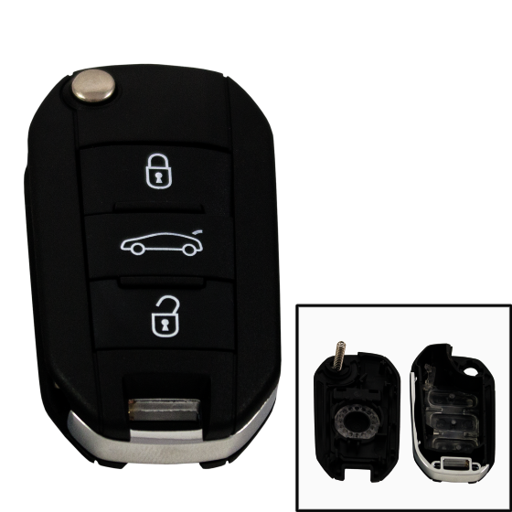 Klappschlüsselhülle für Peugeot mit 3 Tasten und VA2 Profil (Neue Version)