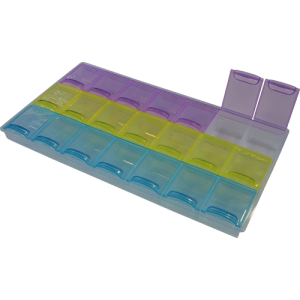 Storage box with 21 compartments for transponders, micro switches and more