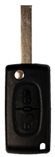 Klappschlüssel mit 2 Tasten für Peugeot (433 MHz) inklusive Transponder und Fernbedienung