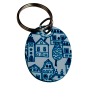 Schlüsselanhänger "Haus" blau, weiß 