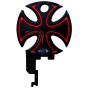 Costumized Motorradschlüssel für HARLEY DAVIDSON mit eisernem Kreuz in Schwarz / Rot